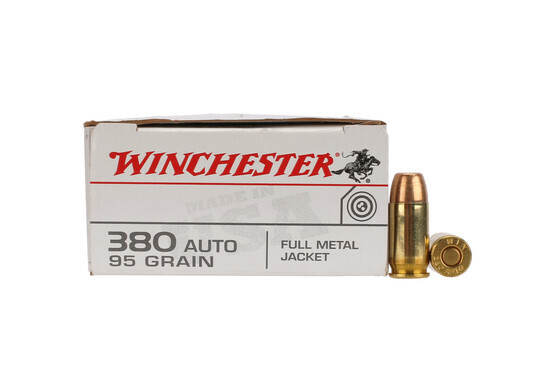 Winchester .380 ACP 95gr Full Metal Jacket Ammo comes in a box of 50